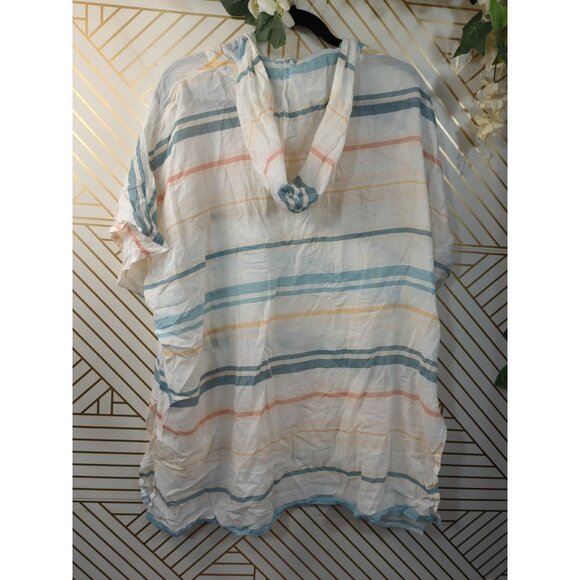 O'NEILL Women's Tava Coverup Striped Hooded Colorful Multicolor Cotton Size XS/S - Picture 7 of 7